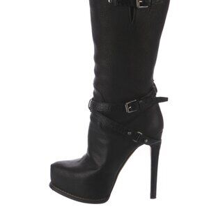 Dior Guetre $1400 Black Leather Platform Tall Boot 38 with Box
